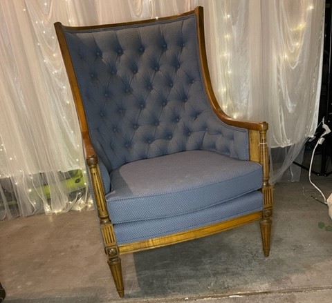 blue vintage high back chair 45