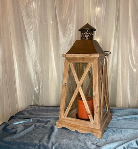 medium brown wood lantern 10.00