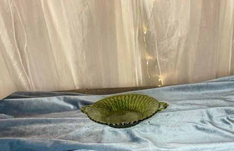 green depression glass dish handles 1.25