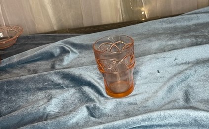 pink depression glass 1.25 quanity 3