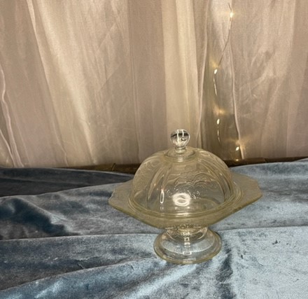 small crystal covered candy dish 2.00